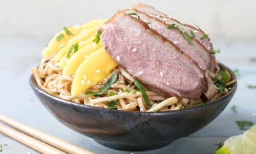Hoisin Duck Noodles With Mango